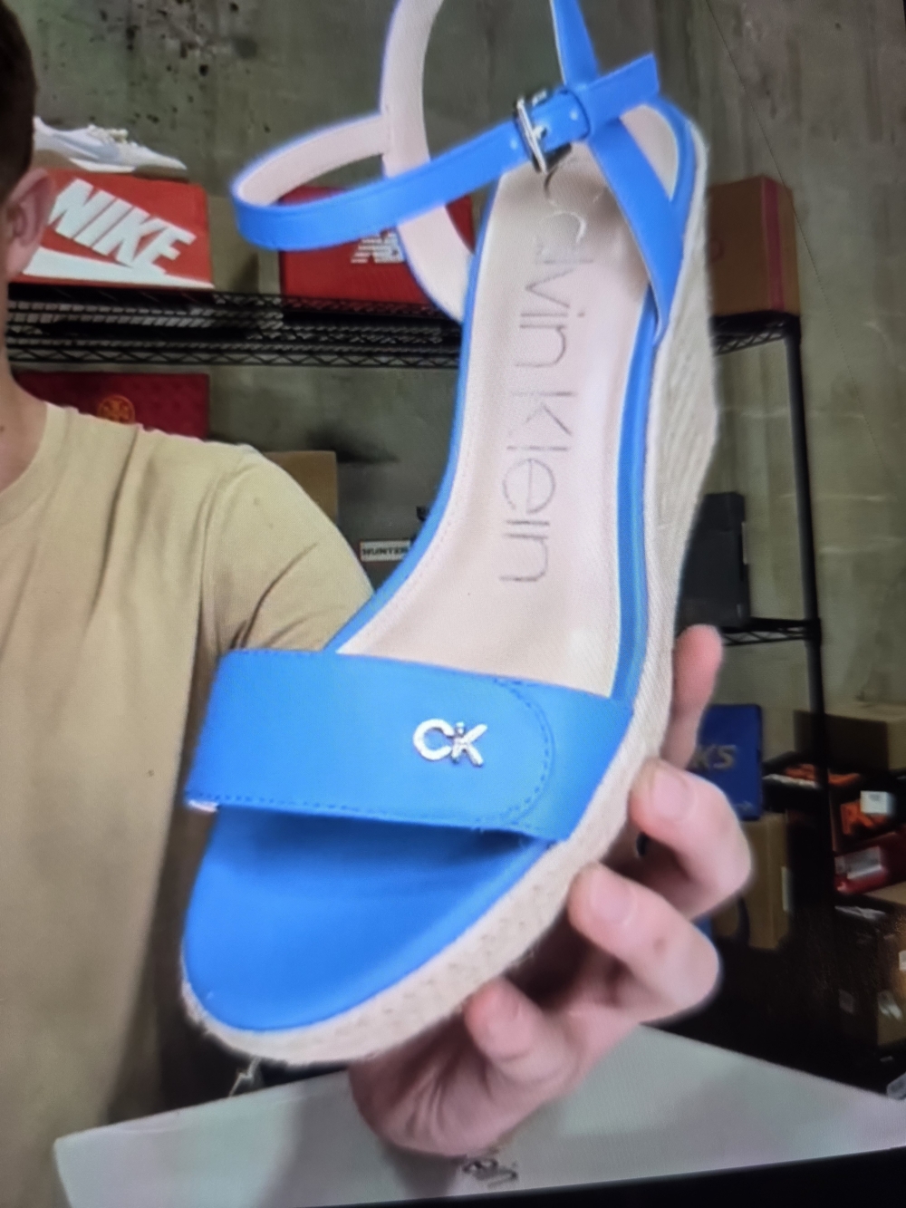 Calvin Klein Blue Espadrille Wedge Sandals